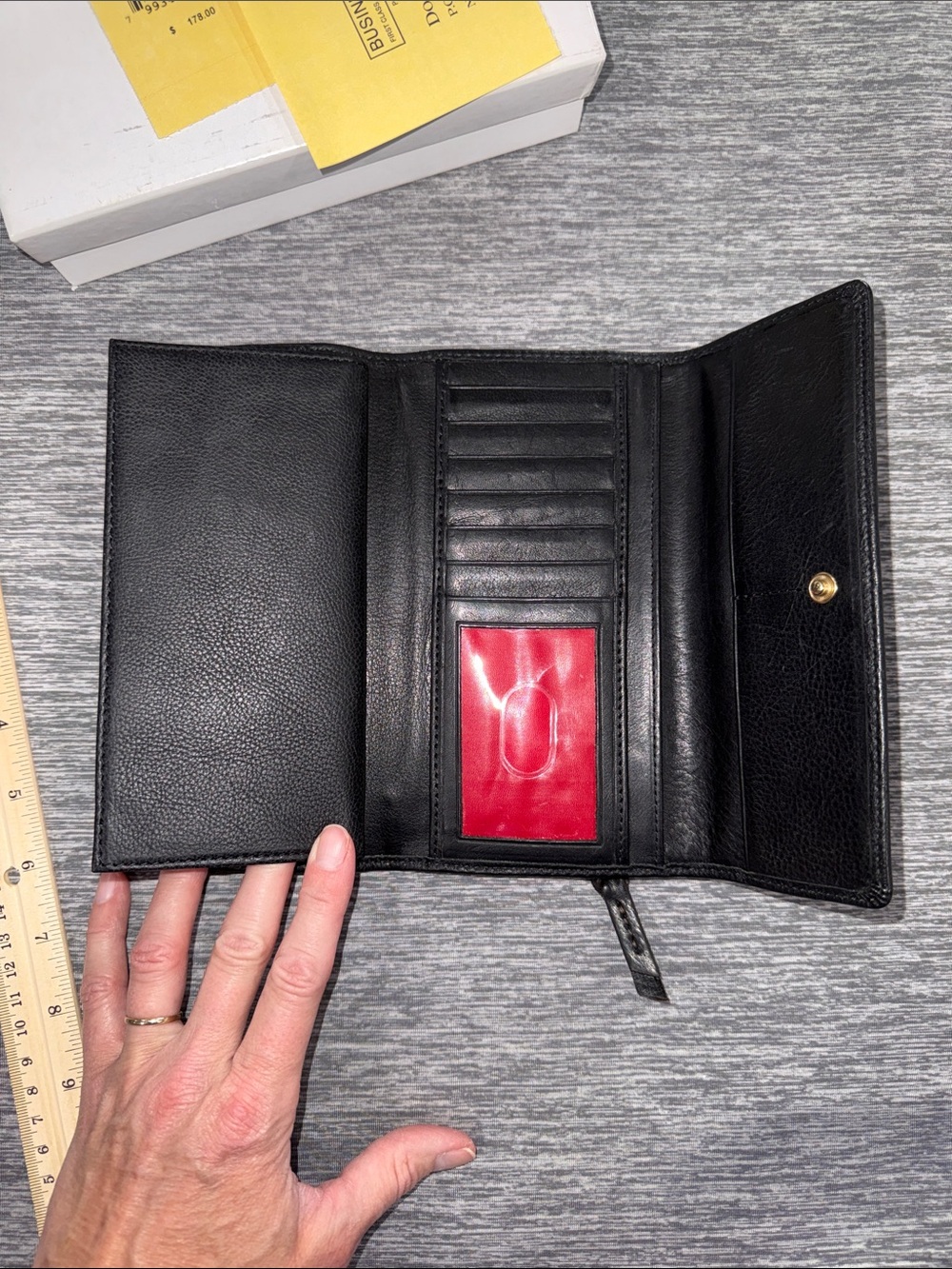 Dooney & Bourke Black Florentine Leather Whipstitch Wallet - Picture 4 of 7